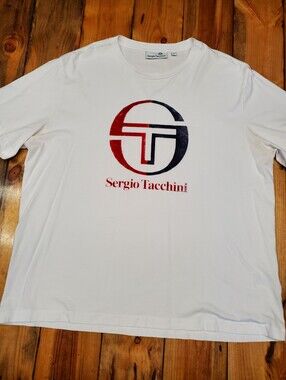 Sergio Tacchini Logo T-Shirt Men's 3XL White Red Navy Italian Sportswear